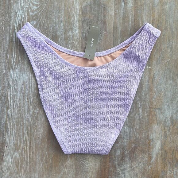 J Crew Size Medium Textured curved-waist cheeky‎ bikini bottom Purple - Picture 3 of 6